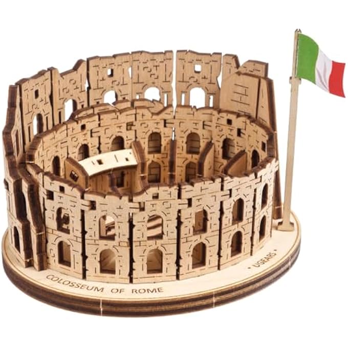 ROME COLOSSEUM 3D PUZZLE FOR ADULTS - MODEL KITS WOODEN PUZZLE HOBBIES FOR MEN - 3D PUZZLE FOR ADULTS - WOODEN MODEL KIT FOR BUILDING - Image 1